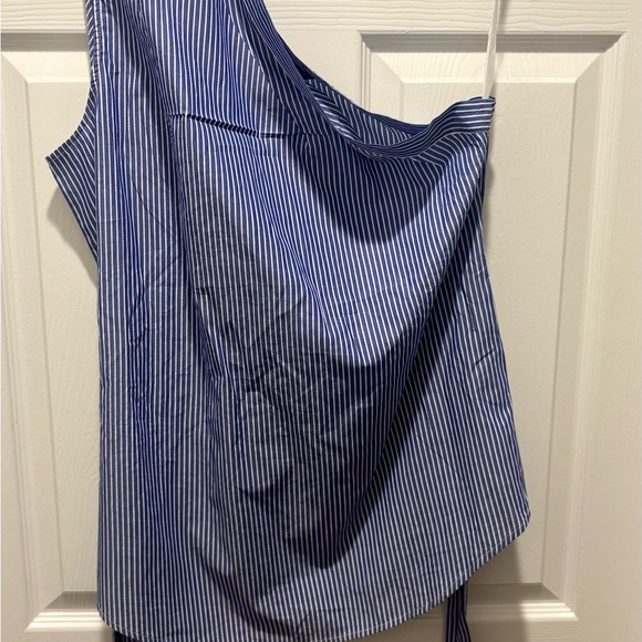 Banana Republic Tops - Banana Republic Blue and White Striped One Shoulder Shirt